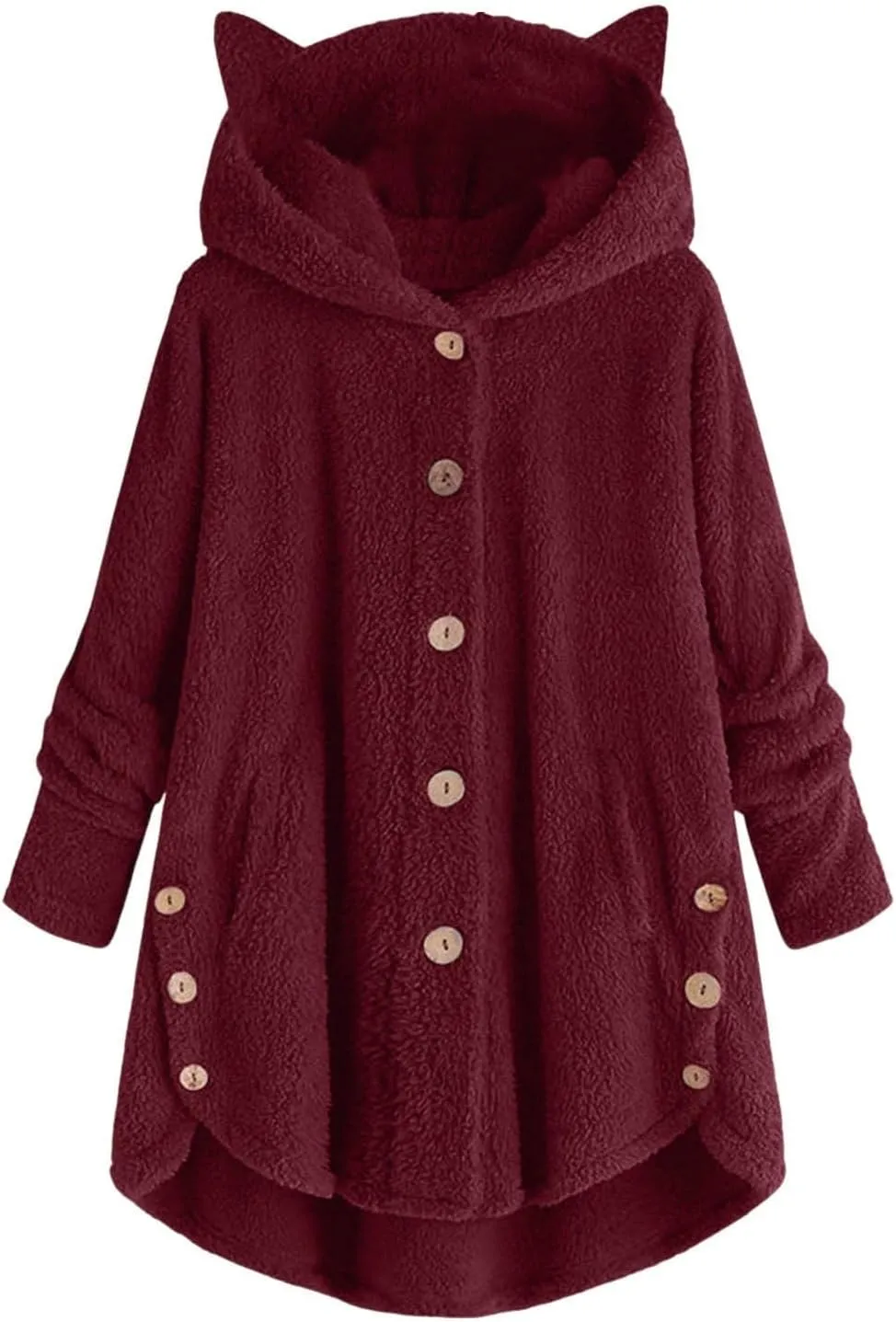 Cute Winter Coats for Women Fleece Oversized Hoodies Sherpa Jacket Plus Size Teddy Coats Button Down Casual Outwear