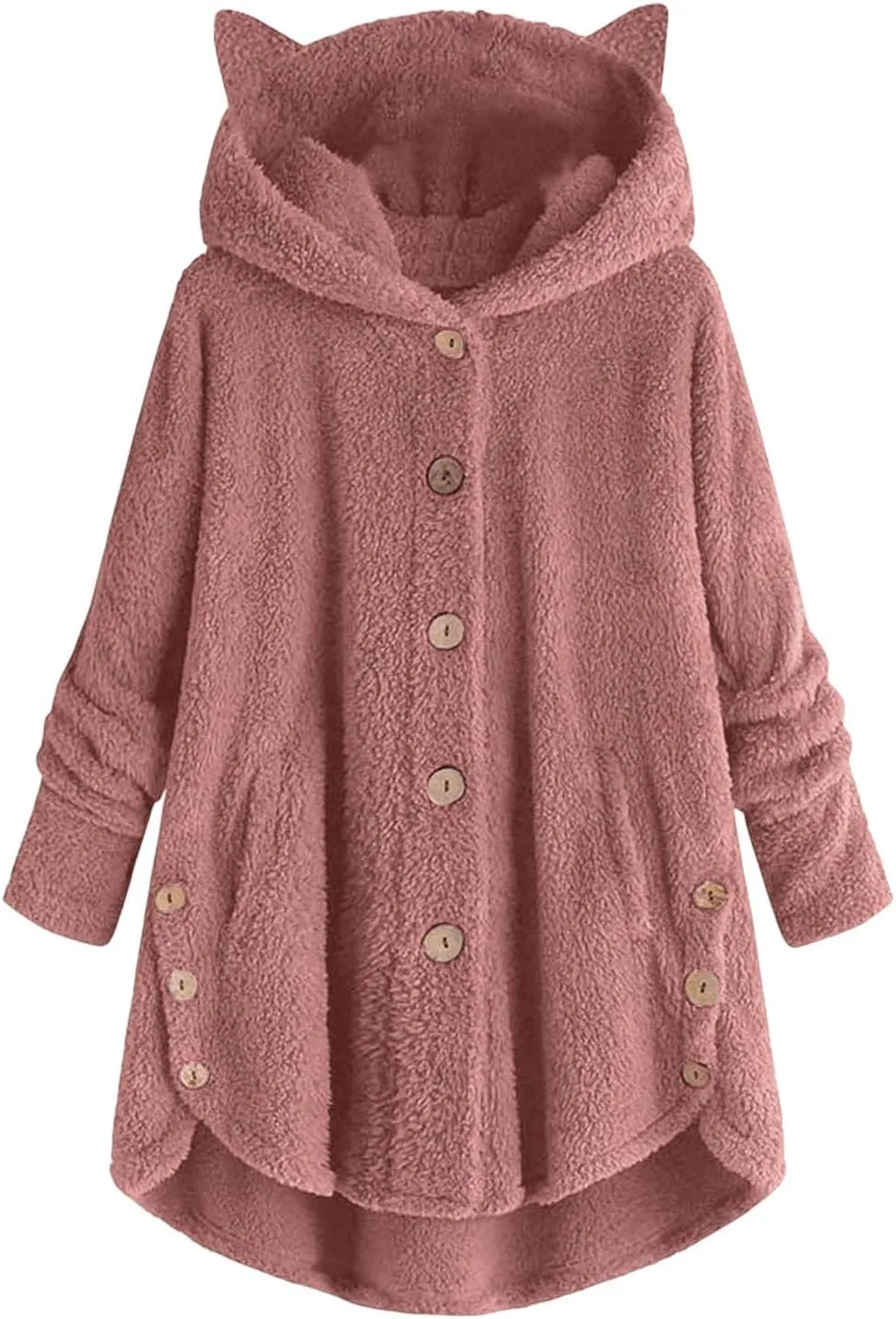 Cute Winter Coats for Women Fleece Oversized Hoodies Sherpa Jacket Plus Size Teddy Coats Button Down Casual Outwear