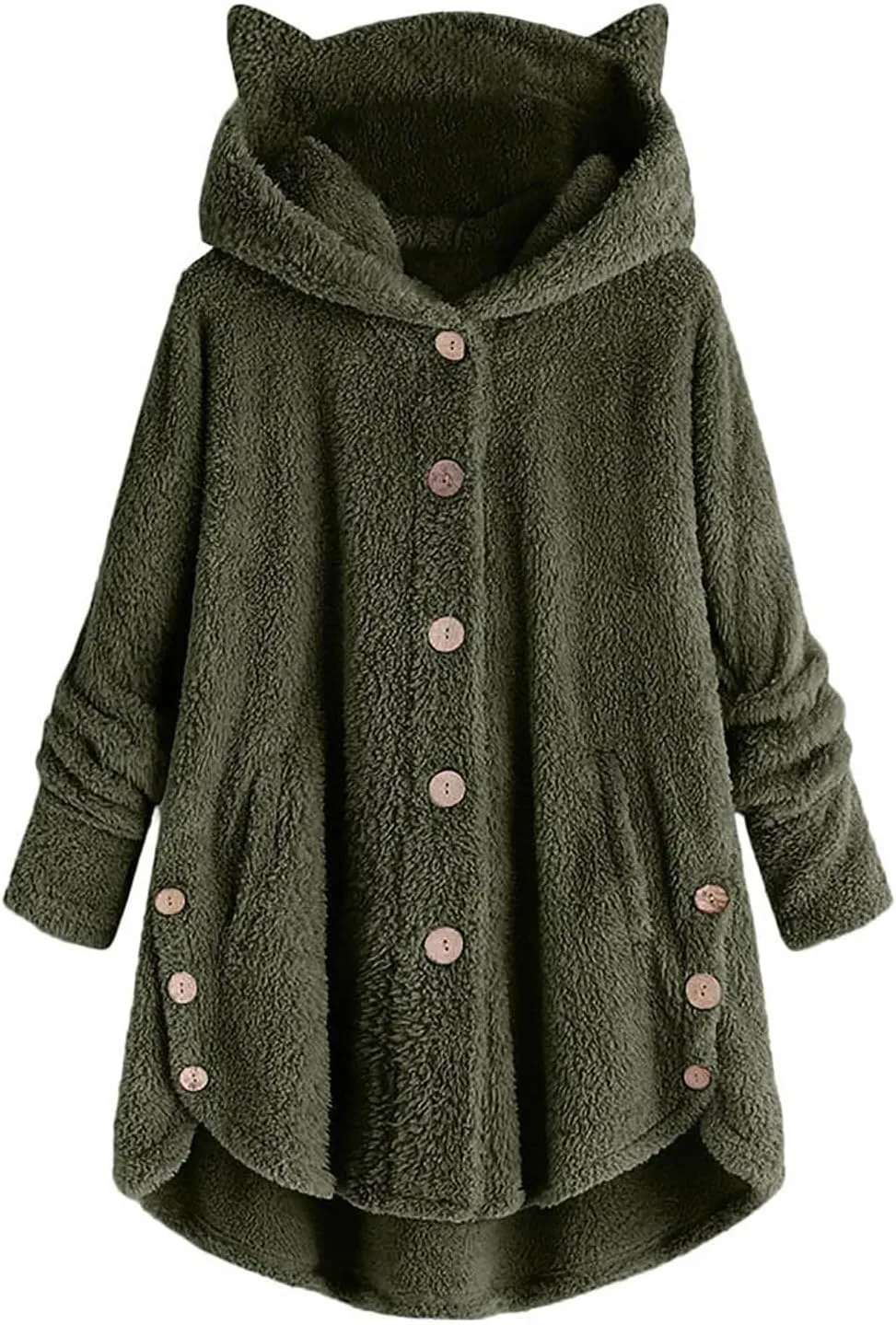 Cute Winter Coats for Women Fleece Oversized Hoodies Sherpa Jacket Plus Size Teddy Coats Button Down Casual Outwear