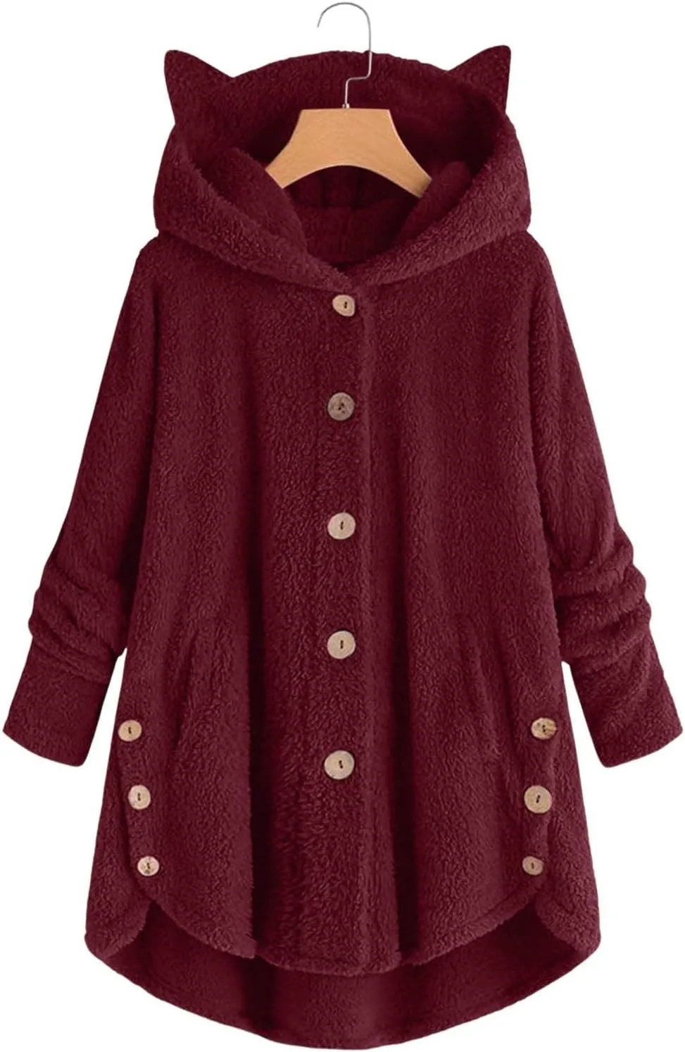 Cute Winter Coats for Women Fleece Oversized Hoodies Sherpa Jacket Plus Size Teddy Coats Button Down Casual Outwear