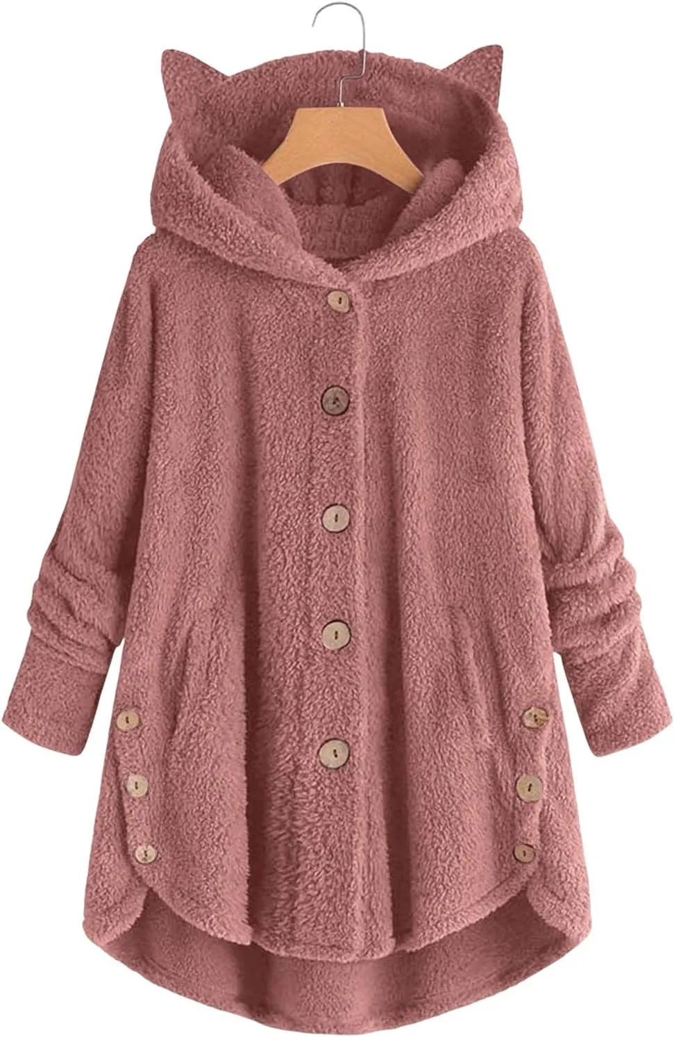 Cute Winter Coats for Women Fleece Oversized Hoodies Sherpa Jacket Plus Size Teddy Coats Button Down Casual Outwear