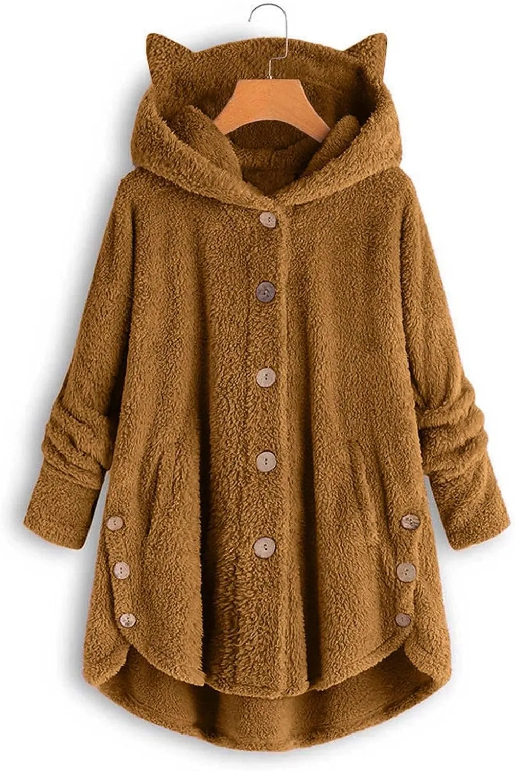 Cute Winter Coats for Women Fleece Oversized Hoodies Sherpa Jacket Plus Size Teddy Coats Button Down Casual Outwear