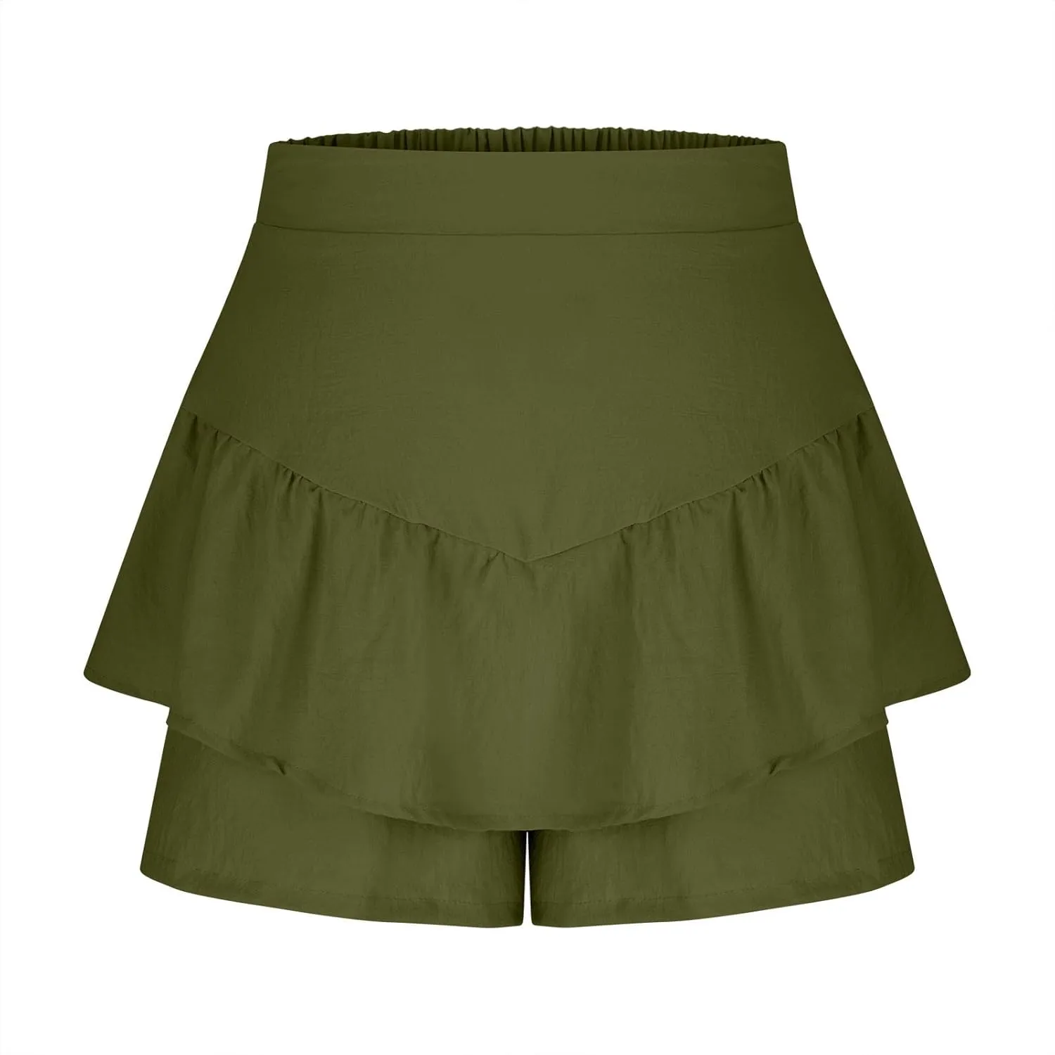 DDAPJ pyju Ruffle Shorts for Women 2025 Trendy Casual Mini Skirt Wide Leg High Waisted Shorts Flowy Skort for Summer