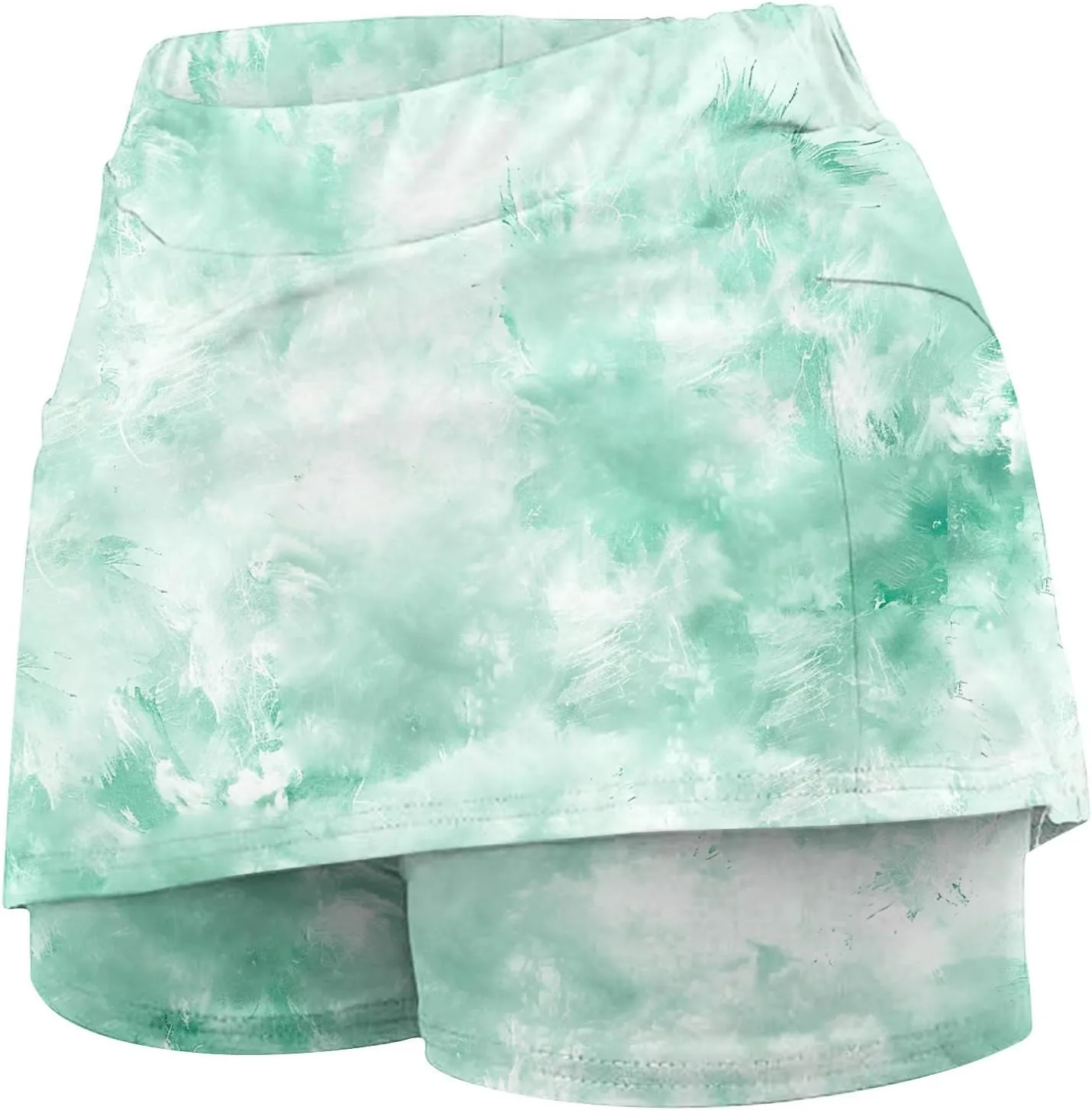 DDAPJ pyju Tie Dye Skorts for Woman Fashion High Waisted Women's Tennis Golf Skirts Plus Size Athletic Skirt with Shorts