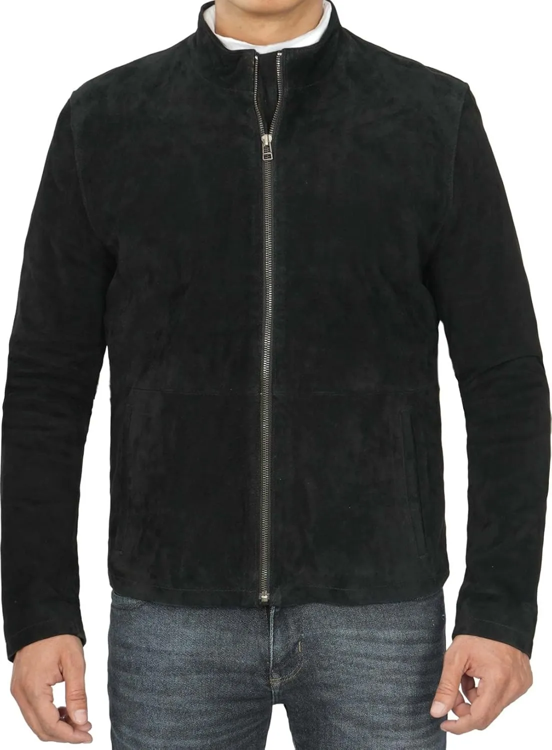 Decrum Leather Suede Jacket Men  Real Lambskin Brown & Black Leather Jacket Men Casual