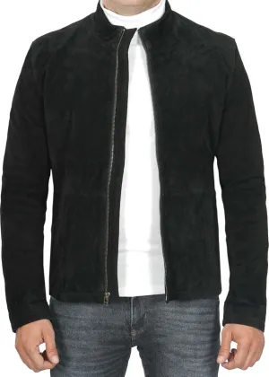 Decrum Leather Suede Jacket Men  Real Lambskin Brown & Black Leather Jacket Men Casual