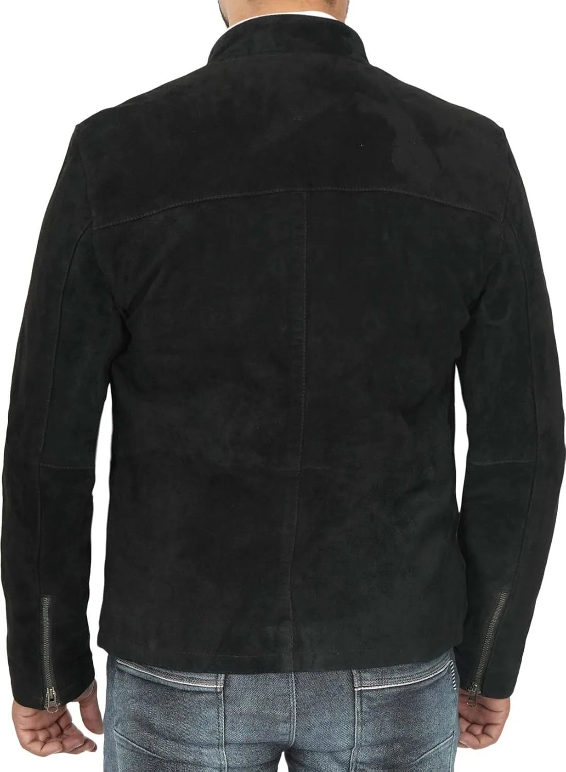 Decrum Leather Suede Jacket Men  Real Lambskin Brown & Black Leather Jacket Men Casual