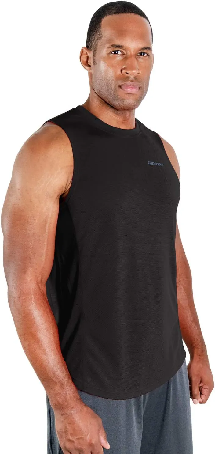 DEVOPS 3 Pack Men's Muscle Shirts Sleeveless Dry Fit Gym Workout Tank Top