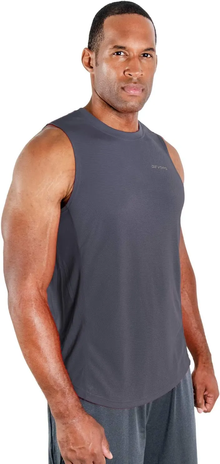 DEVOPS 3 Pack Men's Muscle Shirts Sleeveless Dry Fit Gym Workout Tank Top