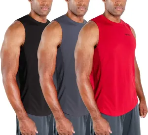 DEVOPS 3 Pack Men's Muscle Shirts Sleeveless Dry Fit Gym Workout Tank Top