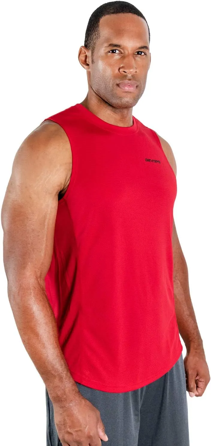 DEVOPS 3 Pack Men's Muscle Shirts Sleeveless Dry Fit Gym Workout Tank Top