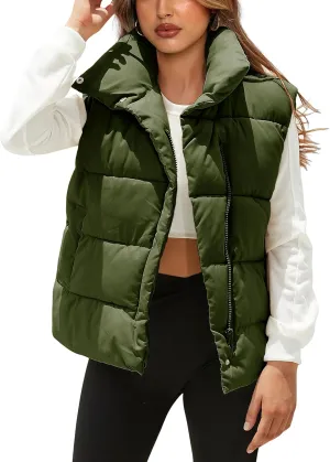 EsheSy Women's Puffer Vest Zip Up Sleeveless Lightweight Stand Collar Padded Gilet