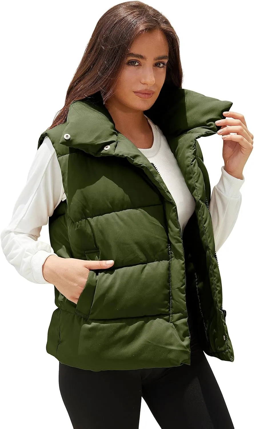 EsheSy Women's Puffer Vest Zip Up Sleeveless Lightweight Stand Collar Padded Gilet