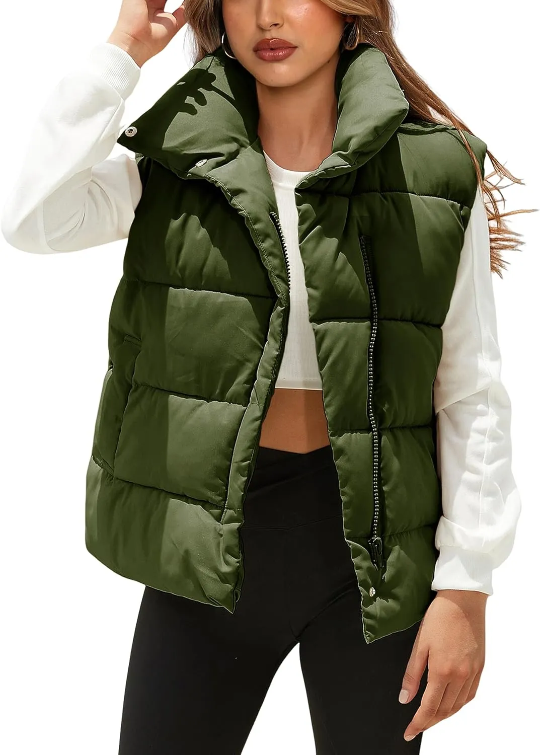 EsheSy Women's Puffer Vest Zip Up Sleeveless Lightweight Stand Collar Padded Gilet