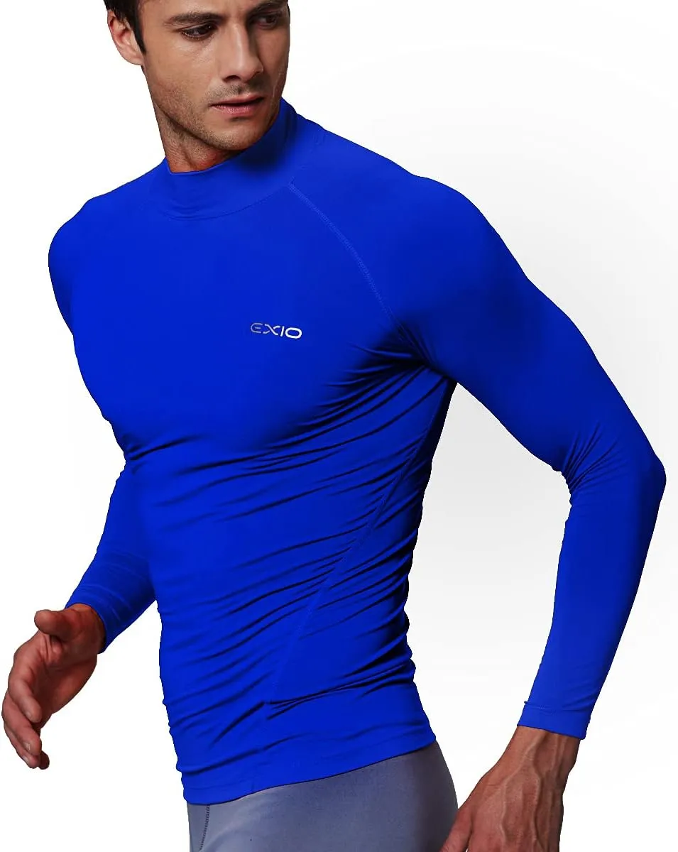 EXIO Mens Mock Compression Baselayer Top Cool Dry Long-Sleeve Shirt EX-T02