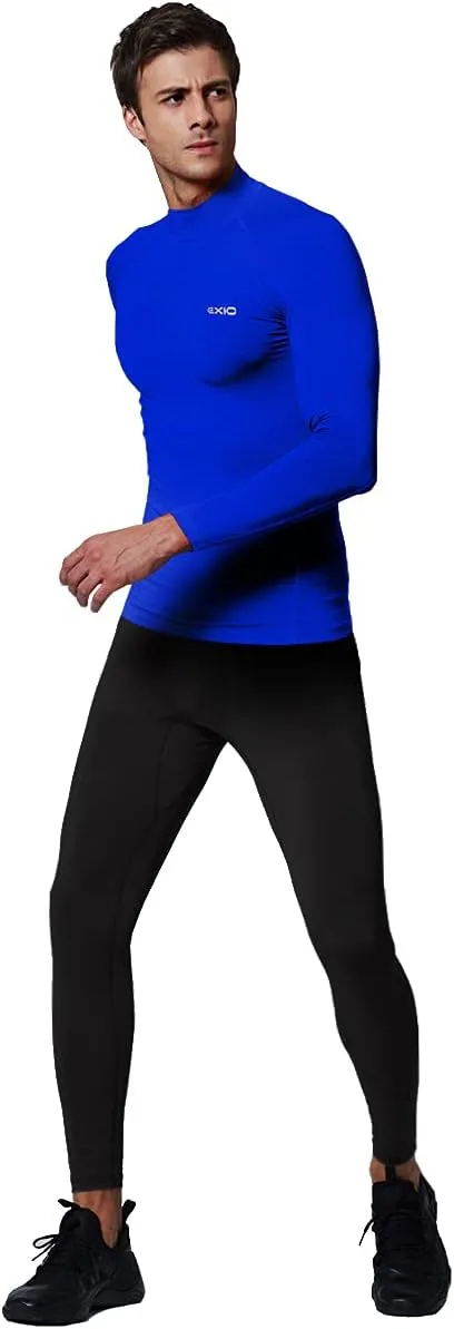 EXIO Mens Mock Compression Baselayer Top Cool Dry Long-Sleeve Shirt EX-T02