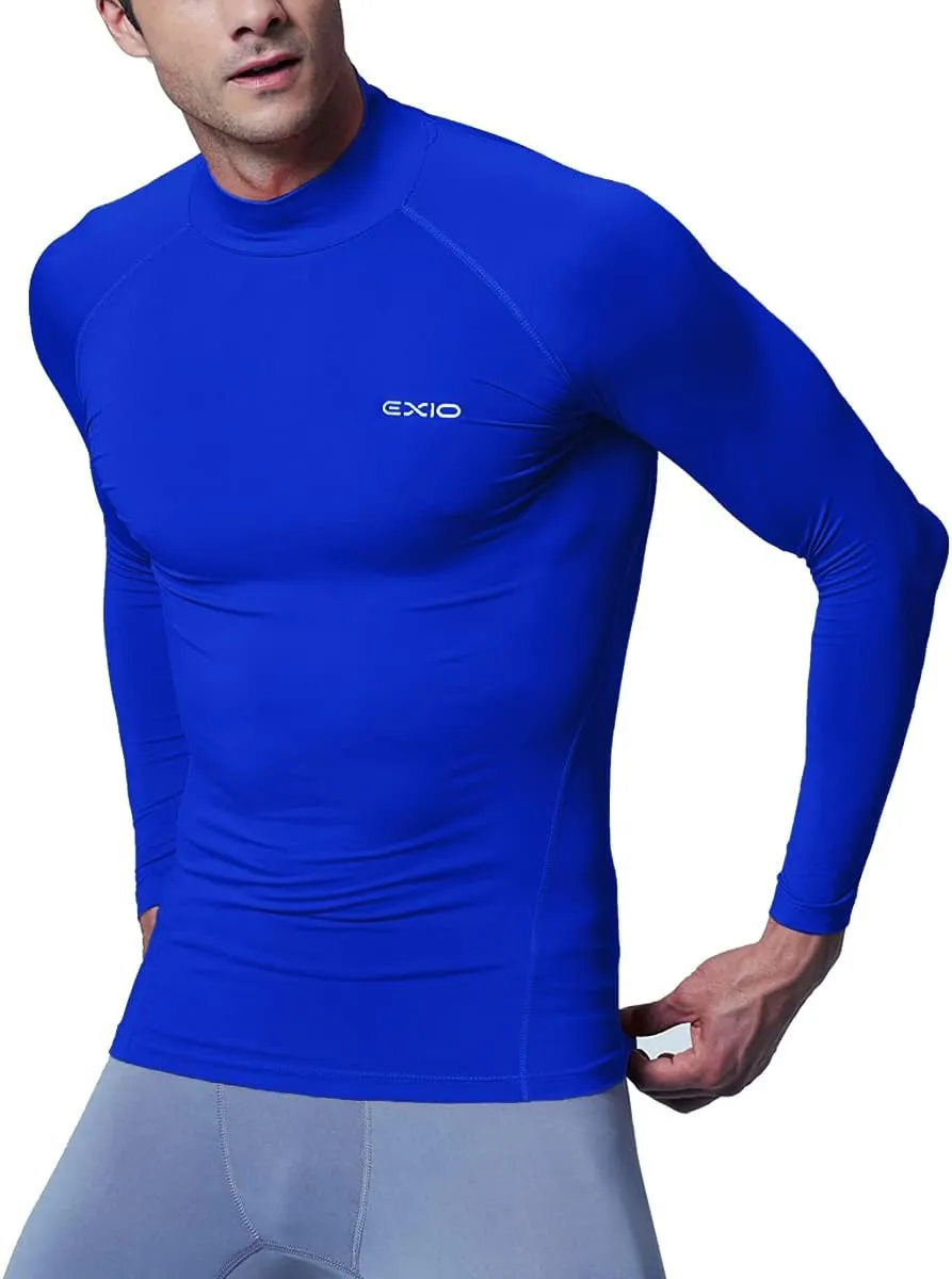 EXIO Mens Mock Compression Baselayer Top Cool Dry Long-Sleeve Shirt EX-T02
