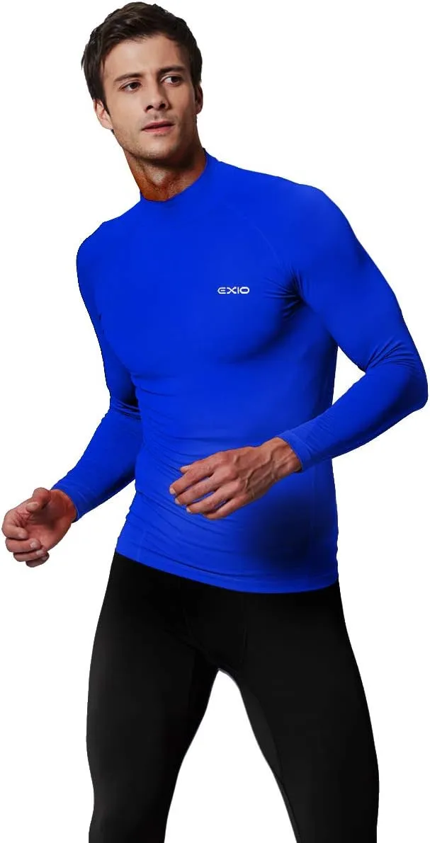 EXIO Mens Mock Compression Baselayer Top Cool Dry Long-Sleeve Shirt EX-T02