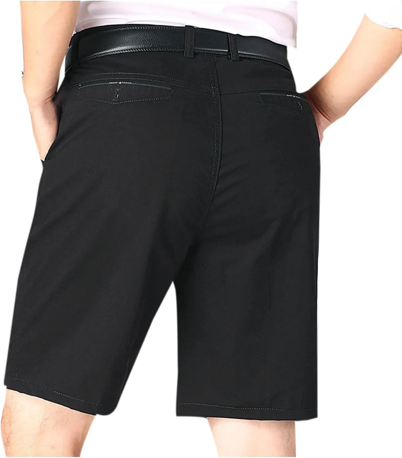 Finelylove Mens Golf Dress Shorts 9 Inch Flat Front Business Casual Twill Work Chino Shorts with Pockets Cotton Short Pants