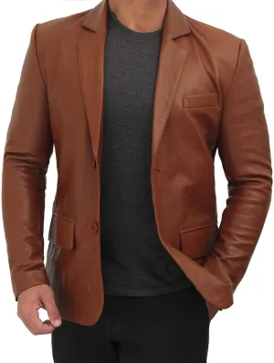 fjackets Leather Blazer for Men - Black & Brown Real Lambskin Casual Men's Leather Jacket Coats
