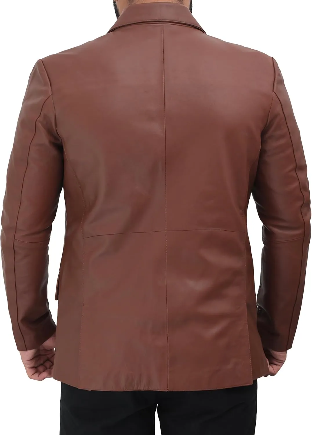 fjackets Leather Blazer for Men - Black & Brown Real Lambskin Casual Men's Leather Jacket Coats