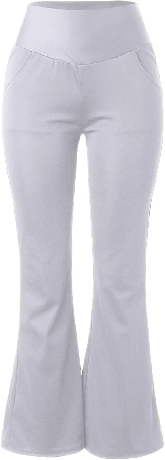 Flared Leggings for Women Trendy High Waist Tummy Control Yoga Pants Casual Comfy Gym Workout Trousers with Pockets