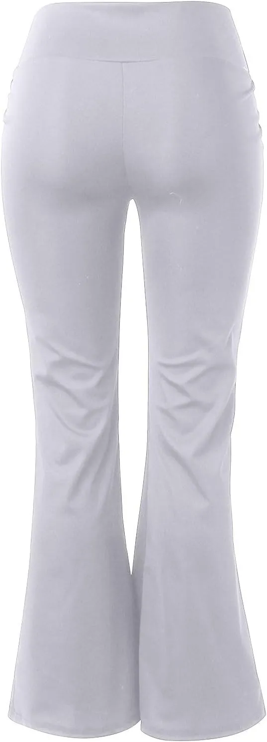 Flared Leggings for Women Trendy High Waist Tummy Control Yoga Pants Casual Comfy Gym Workout Trousers with Pockets