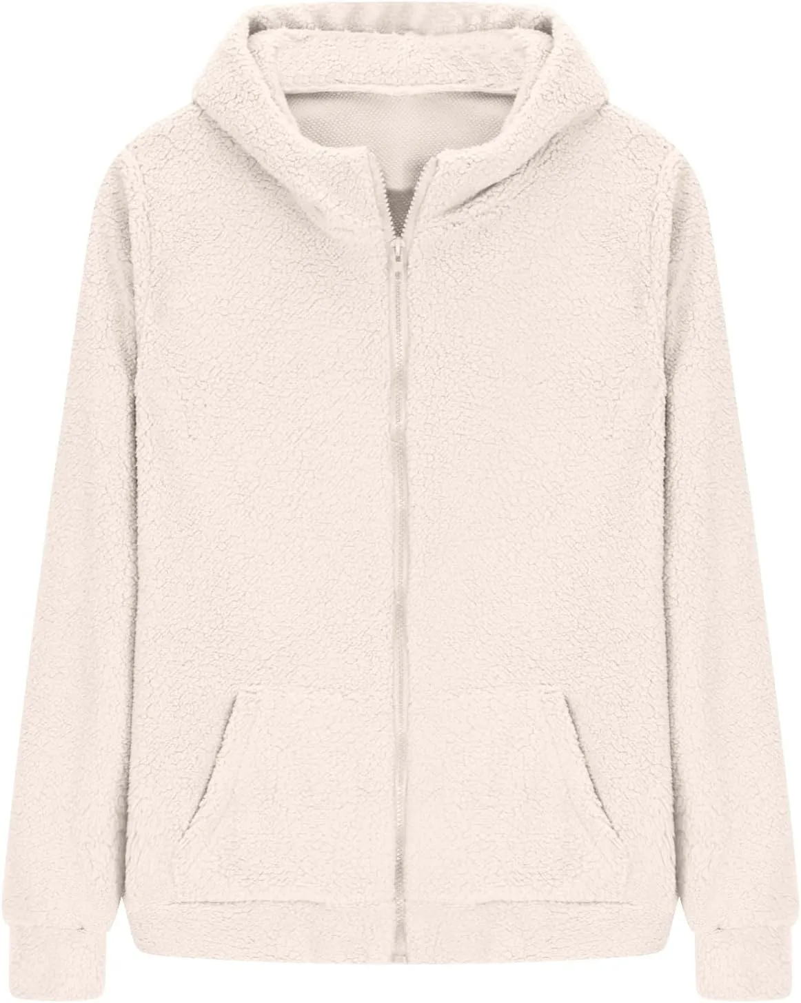 Fleece Hoodies for Women Trendy Zip up Long Sleeve Fuzzy Sherpa Jackets Casual Lightweight Cozy Warm Coat with Pocket