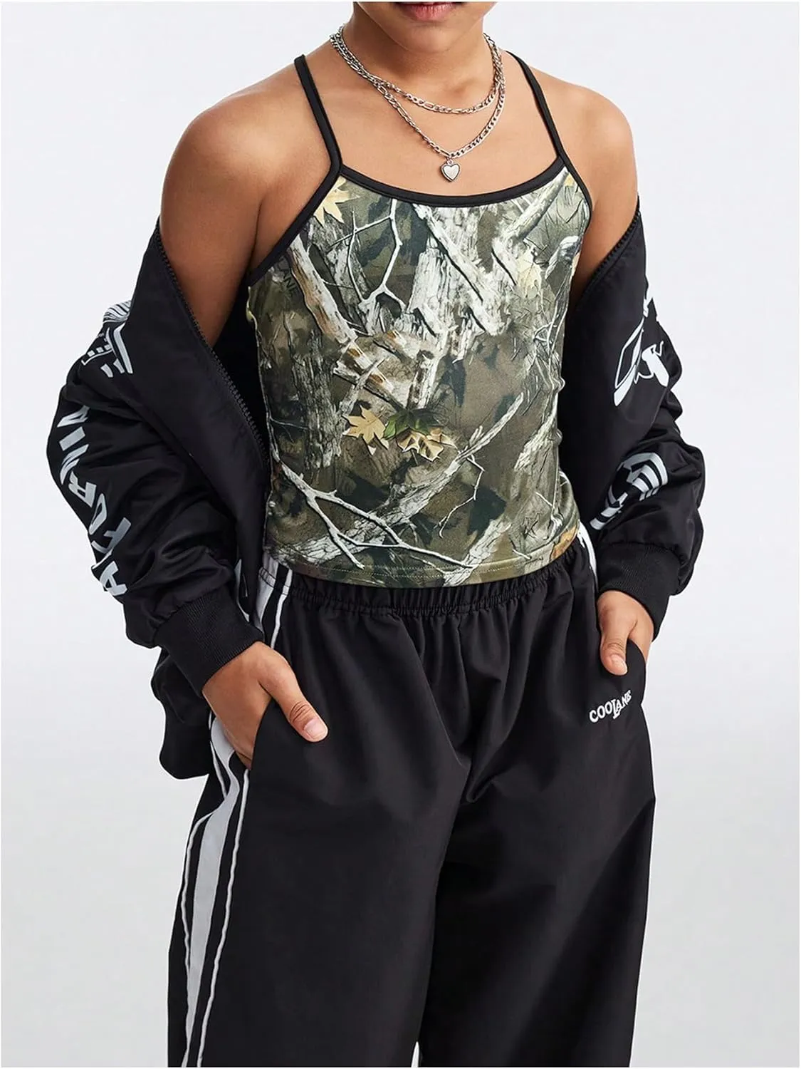 Floerns Girl's Camo Print Racer Back Sleeveless Kids Camisole Athletic Cami Tank Top