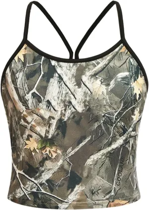 Floerns Girl's Camo Print Racer Back Sleeveless Kids Camisole Athletic Cami Tank Top