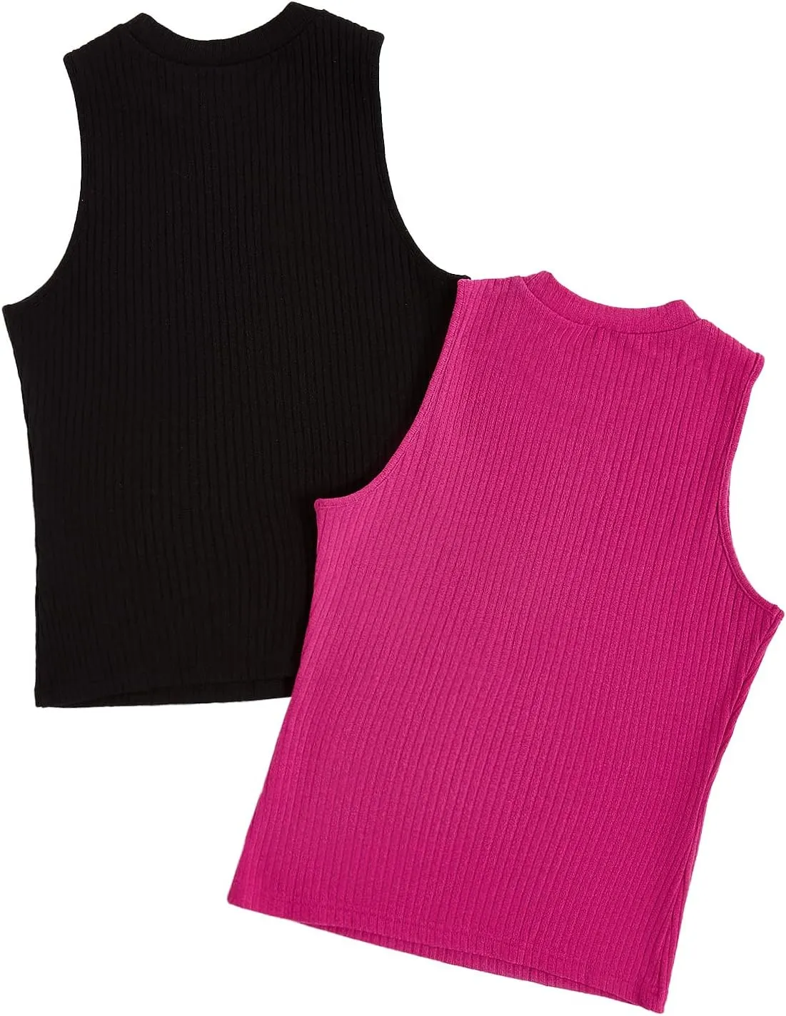 Floerns Women's 2 Piece Sleeveless Rib Knit Round Neck Camisole Tank Top