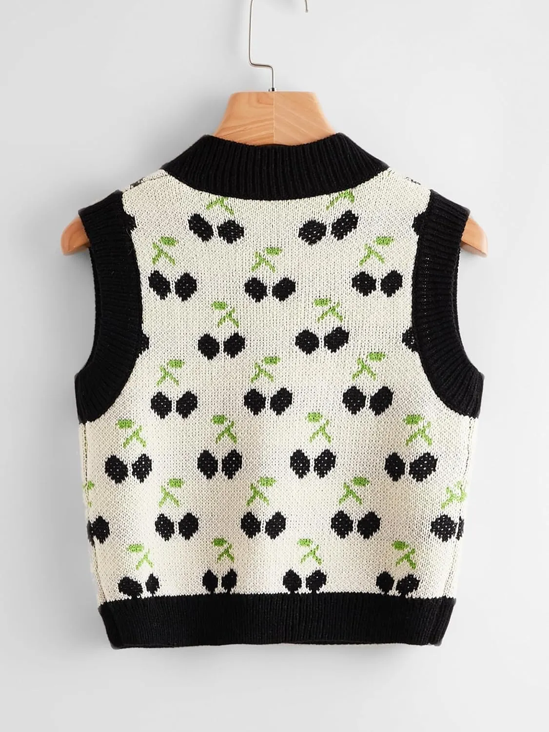 Floerns Women's Cute Heart Print V Neck Sleeveless Sweater Vest Knit Top