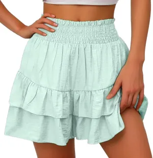 Flowy Shorts for Women 2025 Summer Pleated Shorts Pants Casual Dressy High Waisted Ruffle Short