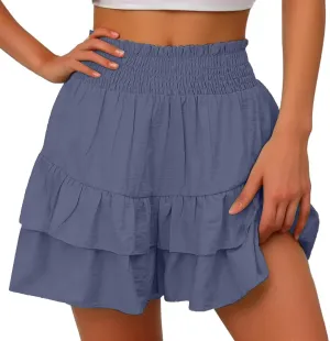 Flowy Shorts for Women 2025 Summer Pleated Shorts Pants Casual Dressy High Waisted Ruffle Short