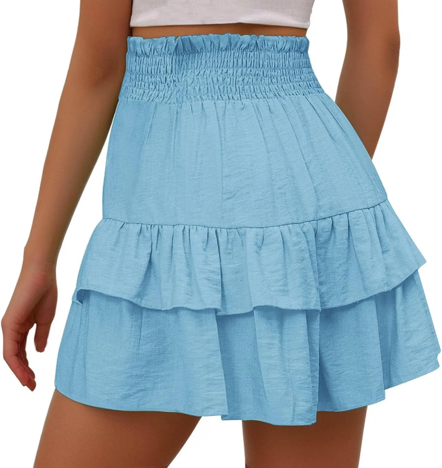 Flowy Shorts for Women 2025 Summer Pleated Shorts Pants Casual Dressy High Waisted Ruffle Short
