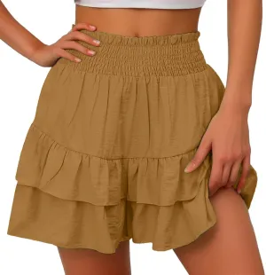 Flowy Shorts for Women 2025 Summer Pleated Shorts Pants Casual Dressy High Waisted Ruffle Short
