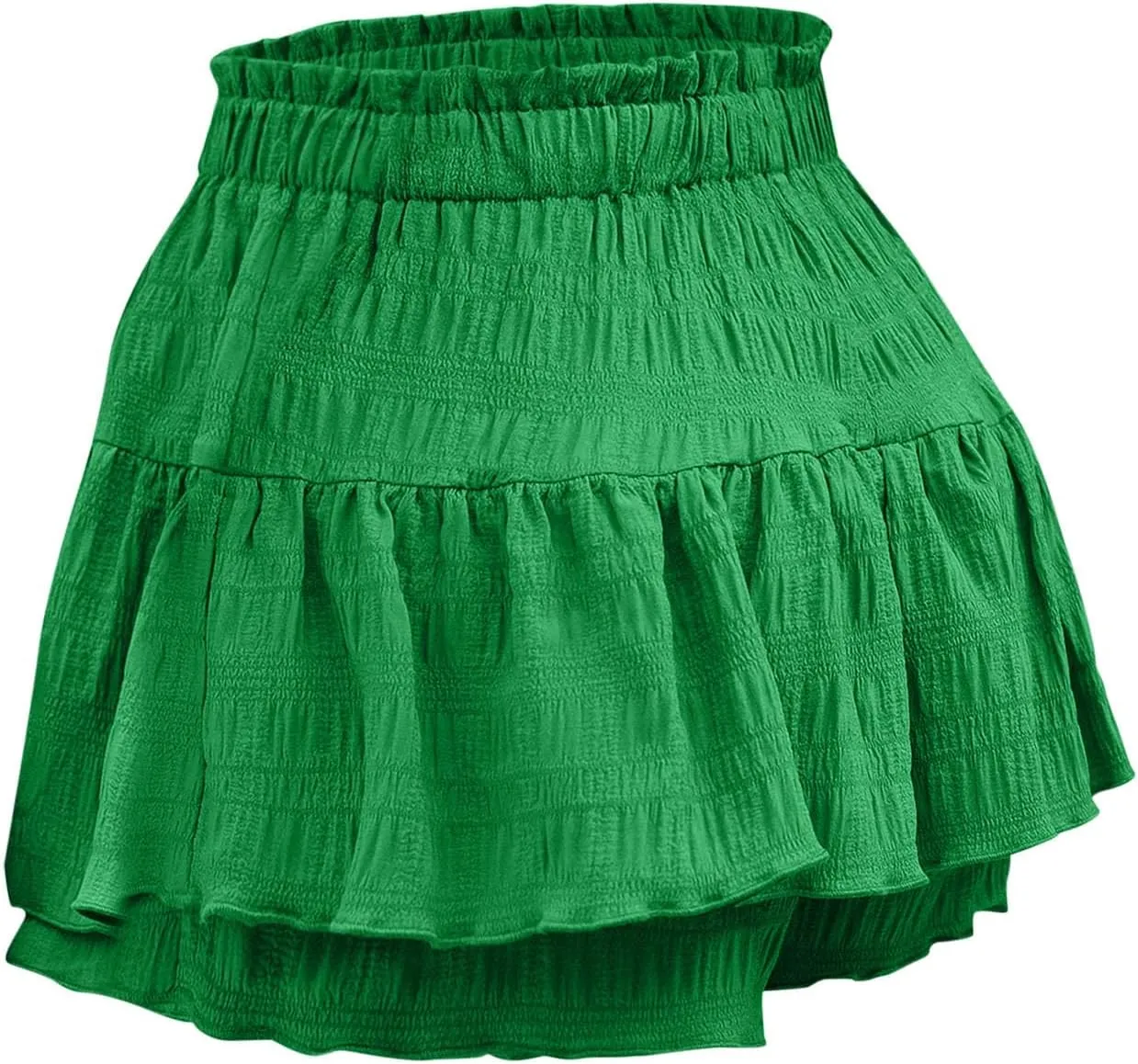 Flowy Shorts for Women Casual Boho Ruffle Tiered Skorts High Waisted Drawstring Mini Skirts Tennis Comfy Shorts 2025