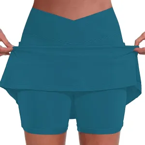 FQZWONG Skorts for Women Plus Size Elastic High Waisted Athletic Workout Skirt Pants Casual Solid Gym Yoga Tennis Shorts