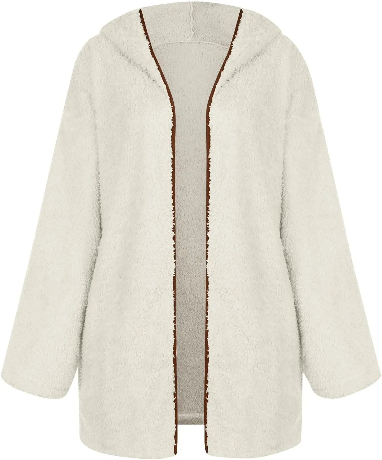 Fuzzy Fleece Jacket Women Full Zip Up Hooded Winter Coats Sherpa Lined Fluffy Hoodie Oversized Faux Fur Outerwear