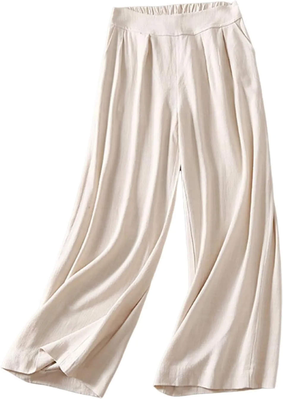FZYLQY Women Cotton Linen Pants Casual Wide Leg Palazzo Pants High Waist Loose Capri Pants 2025 Summer Trousers with Pockets