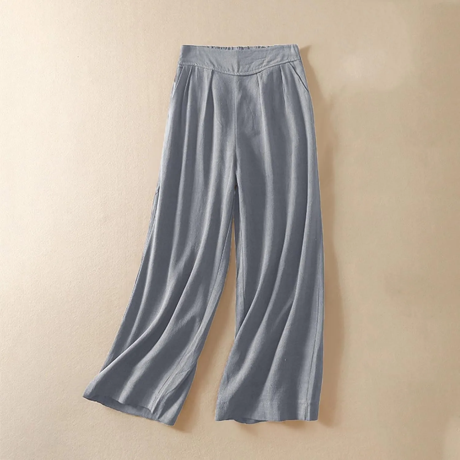 FZYLQY Women Cotton Linen Pants Casual Wide Leg Palazzo Pants High Waist Loose Capri Pants 2025 Summer Trousers with Pockets