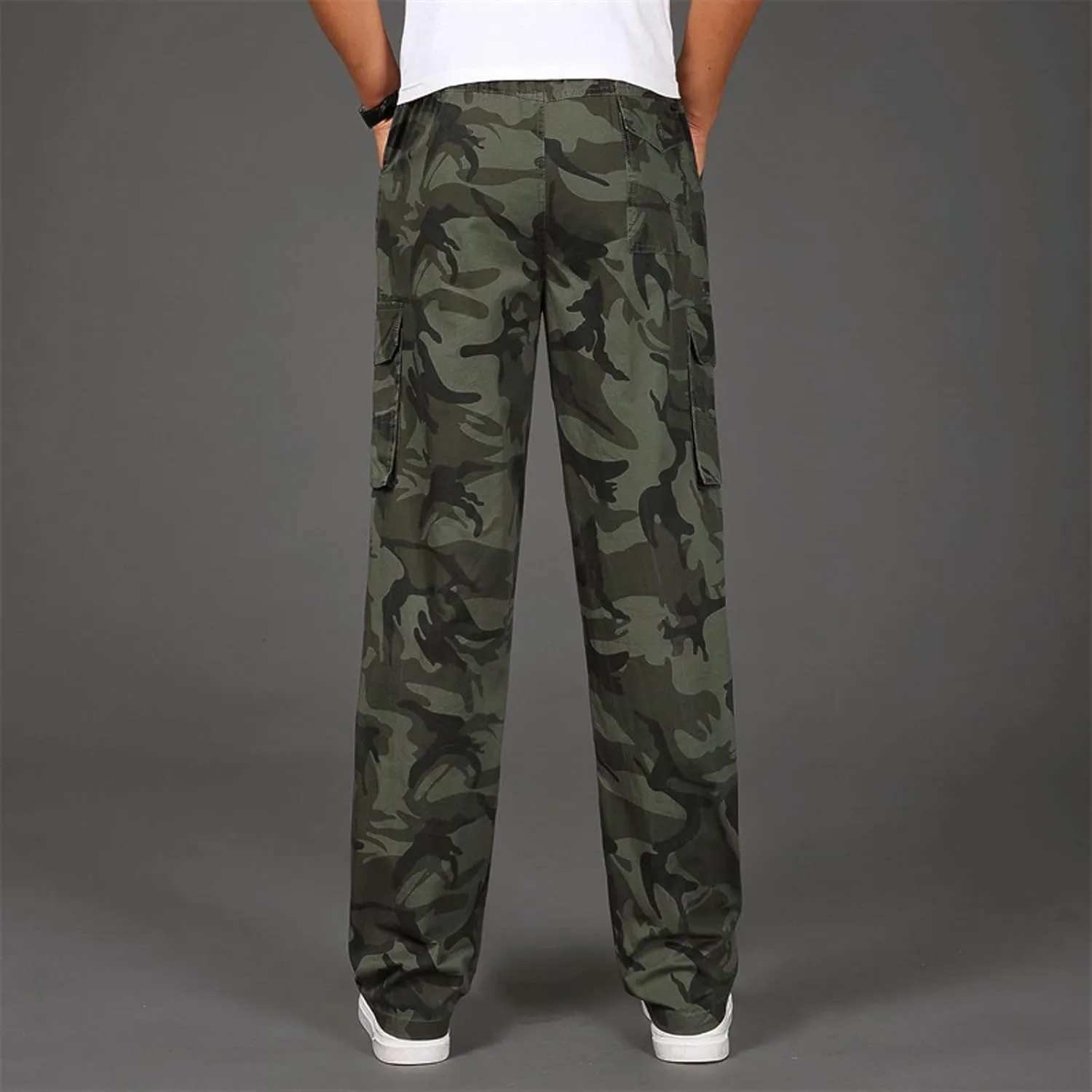 GIERIDUC Men's Fleece Cargo Sweatpants Big and Tall Cargo Pants for Men Half Long Half Short Pants Mens Wide Corduroy Pants