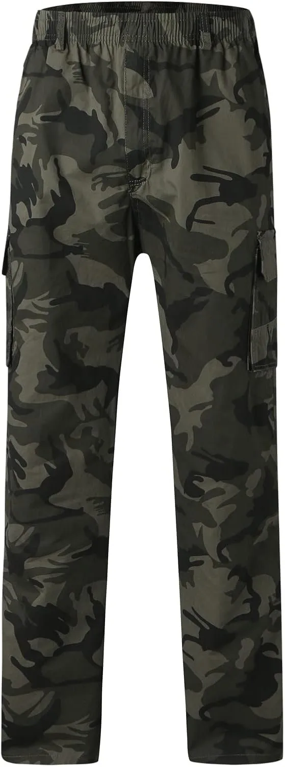 GIERIDUC Men's Fleece Cargo Sweatpants Big and Tall Cargo Pants for Men Half Long Half Short Pants Mens Wide Corduroy Pants