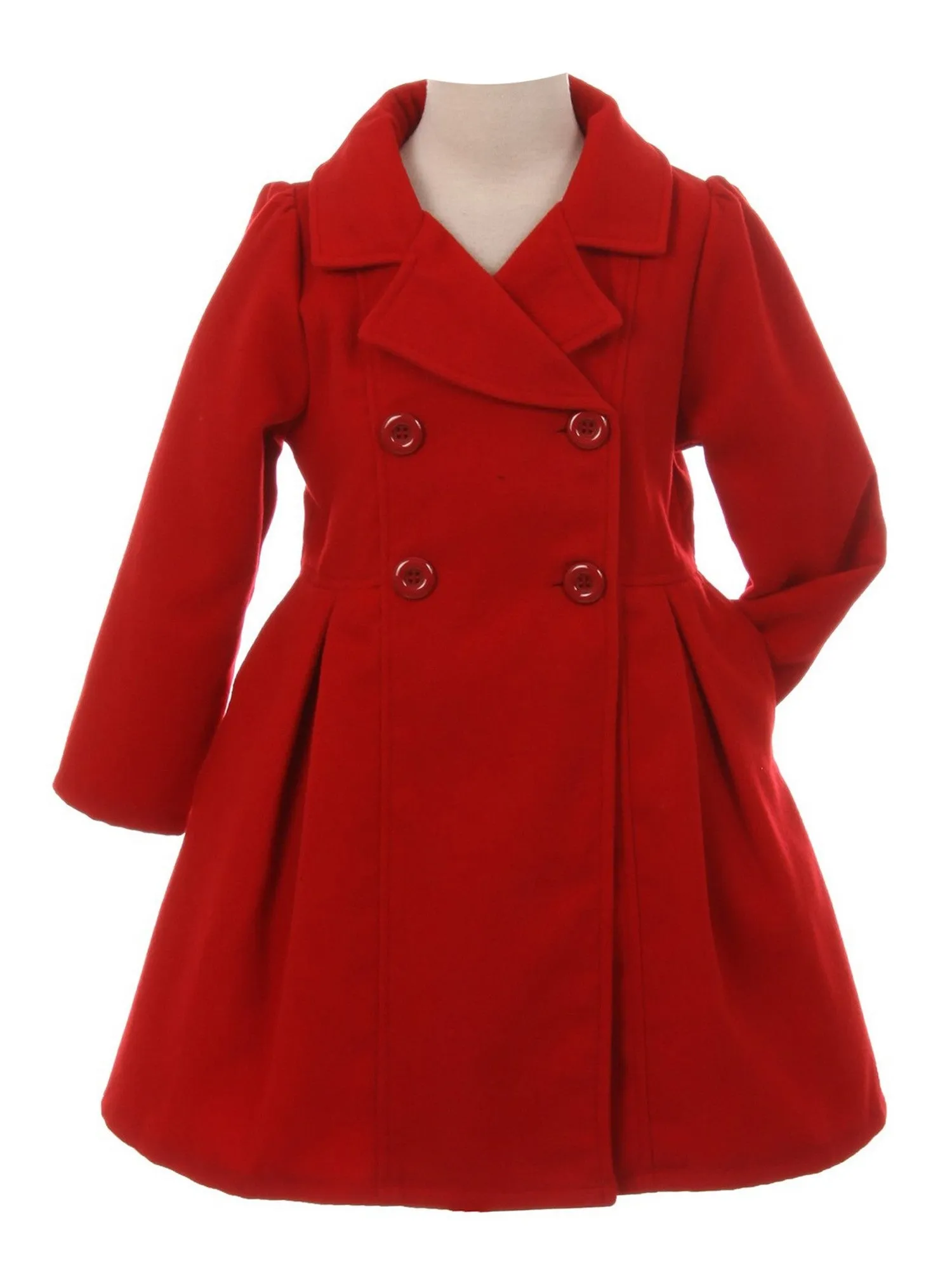 Girls Long Sleeve Button Up Winter Dress Coat 2T-16