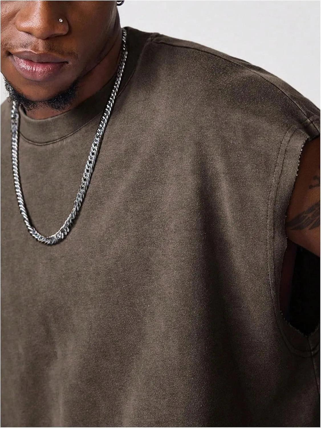 GORGLITTER Men's Dolman Sleeve Crop Vest Top Crewneck Loose Pullover Tank Tops