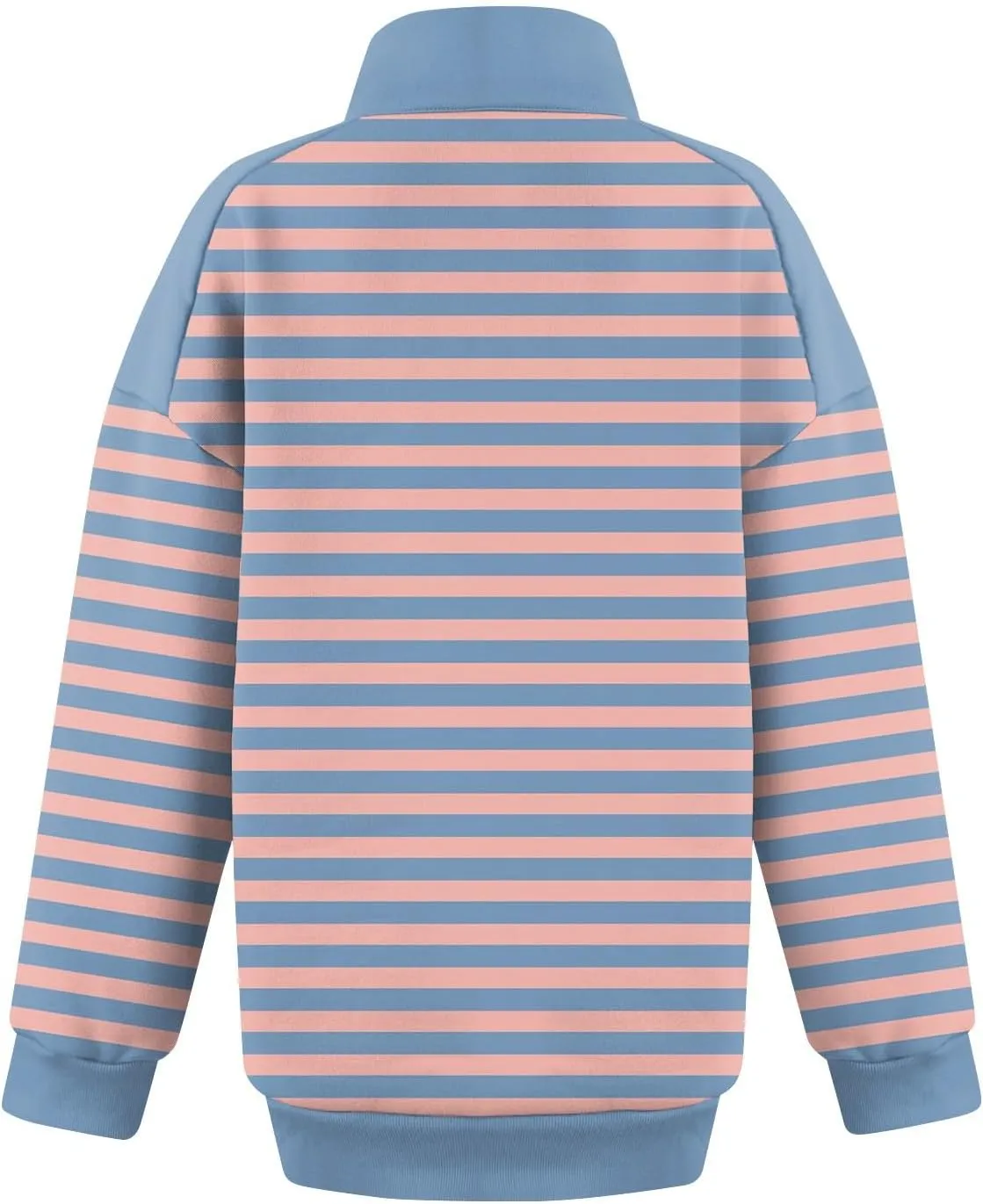 Gumipy Quarter Zip Pullover Women Fleece Stripe Color Block Half Zip Pullover Y2K Lapel Oversized Sweatshirt Long Sleeve Top