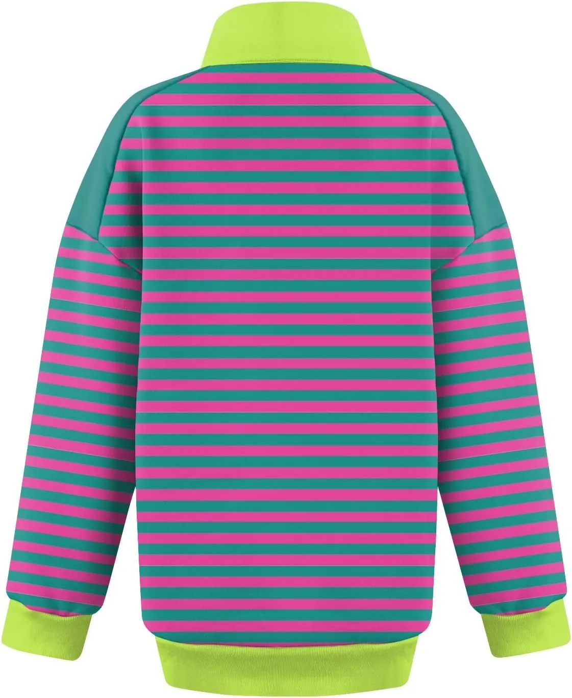Gumipy Quarter Zip Pullover Women Fleece Stripe Color Block Half Zip Pullover Y2K Lapel Oversized Sweatshirt Long Sleeve Top