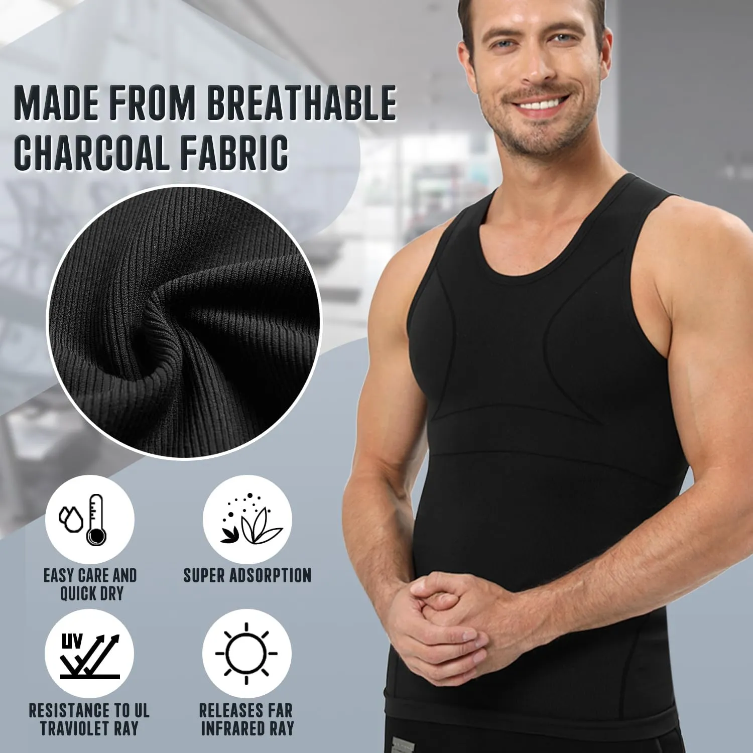 Gynecomastia Compression Shirt for Men, Slimming Tank Top Undershirts, Mens Body Shaper Vest