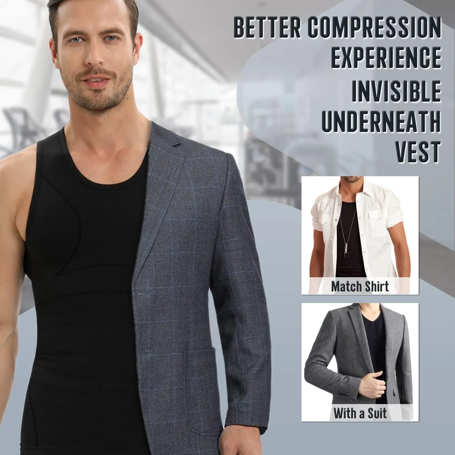 Gynecomastia Compression Shirt for Men, Slimming Tank Top Undershirts, Mens Body Shaper Vest