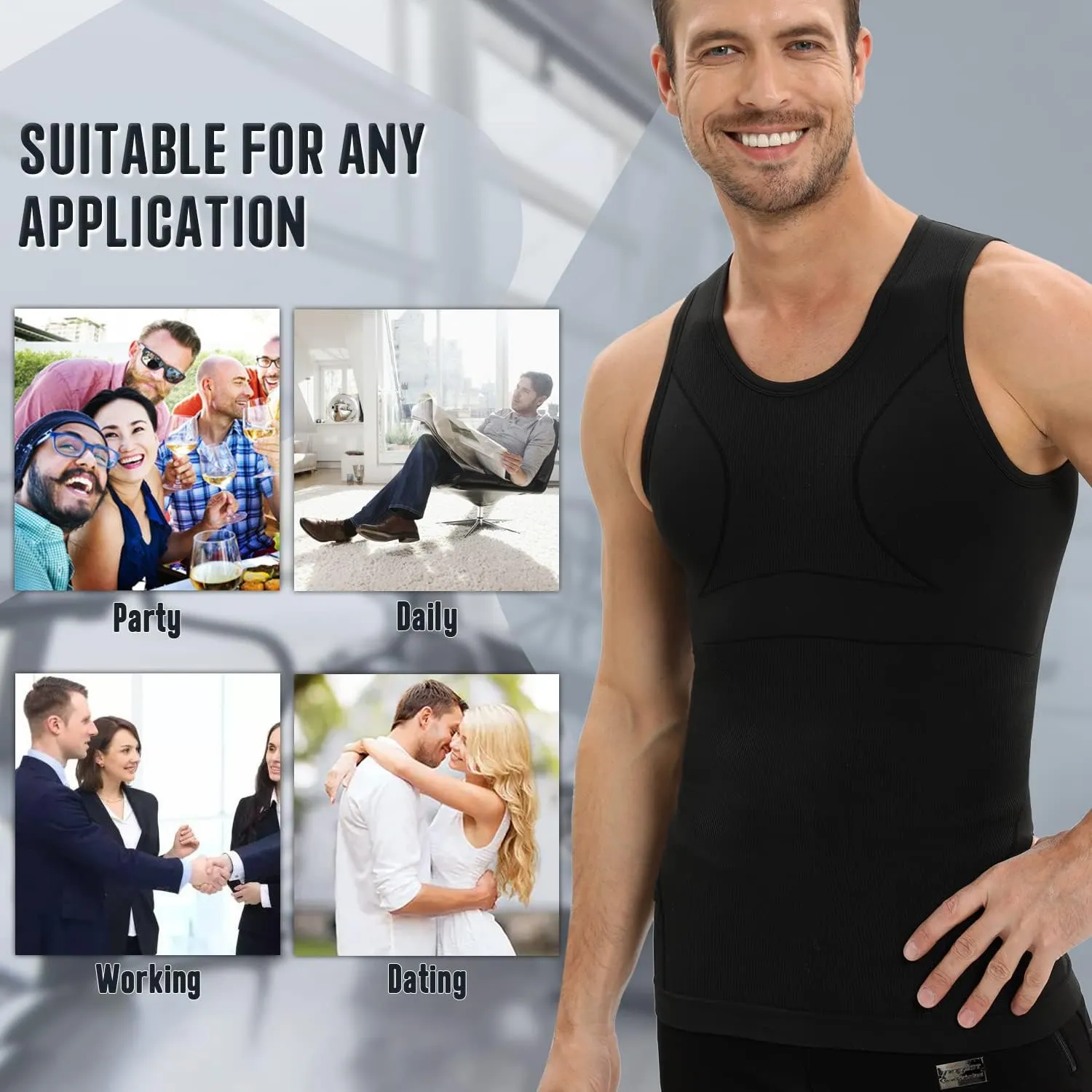 Gynecomastia Compression Shirt for Men, Slimming Tank Top Undershirts, Mens Body Shaper Vest